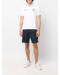 weißes besticktes Polohemd von Ea7 Emporio Armani