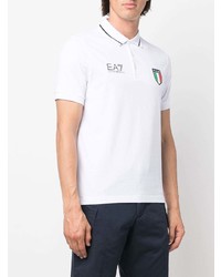 weißes besticktes Polohemd von Ea7 Emporio Armani