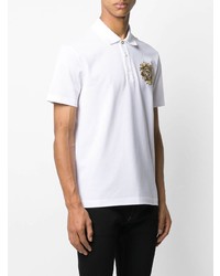 weißes besticktes Polohemd von Versace