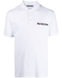 weißes besticktes Polohemd von Moschino