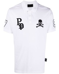 weißes besticktes Polohemd von Philipp Plein