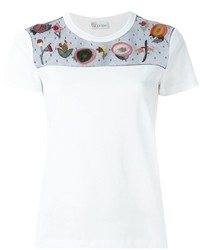 weißes besticktes Seide T-shirt von RED Valentino