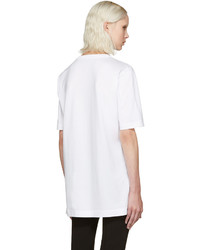 weißes besticktes Seide T-shirt von Dolce & Gabbana