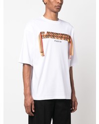 weißes besticktes Spitze T-Shirt mit einem Rundhalsausschnitt von Lanvin