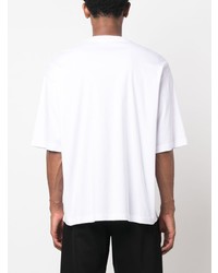 weißes besticktes Spitze T-Shirt mit einem Rundhalsausschnitt von Lanvin