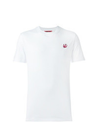 weißes besticktes T-Shirt mit einem Rundhalsausschnitt