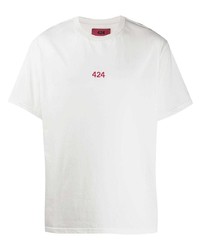 weißes besticktes T-Shirt mit einem Rundhalsausschnitt von 424