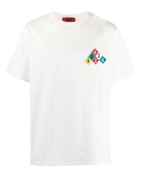 weißes besticktes T-Shirt mit einem Rundhalsausschnitt von 424
