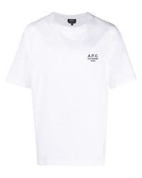 weißes besticktes T-Shirt mit einem Rundhalsausschnitt von A.P.C.