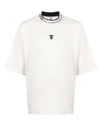 weißes besticktes T-Shirt mit einem Rundhalsausschnitt von AAPE BY A BATHING APE