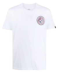 weißes besticktes T-Shirt mit einem Rundhalsausschnitt von Alpha Industries