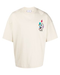 weißes besticktes T-Shirt mit einem Rundhalsausschnitt von Ami Paris