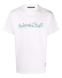 weißes besticktes T-Shirt mit einem Rundhalsausschnitt von Andersson Bell