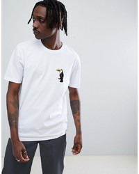 weißes besticktes T-Shirt mit einem Rundhalsausschnitt von ASOS DESIGN