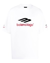 weißes besticktes T-Shirt mit einem Rundhalsausschnitt von Balenciaga