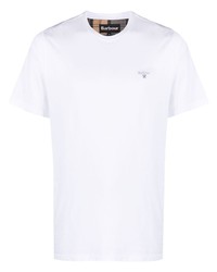 weißes besticktes T-Shirt mit einem Rundhalsausschnitt von Barbour