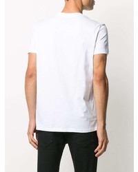 weißes besticktes T-Shirt mit einem Rundhalsausschnitt von Balmain