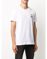 weißes besticktes T-Shirt mit einem Rundhalsausschnitt von Dolce & Gabbana