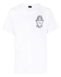 weißes besticktes T-Shirt mit einem Rundhalsausschnitt von Billionaire