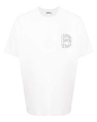 weißes besticktes T-Shirt mit einem Rundhalsausschnitt von Blood Brother