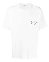 weißes besticktes T-Shirt mit einem Rundhalsausschnitt von Bode