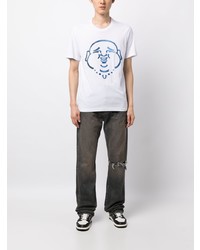 weißes besticktes T-Shirt mit einem Rundhalsausschnitt von True Religion