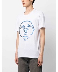 weißes besticktes T-Shirt mit einem Rundhalsausschnitt von True Religion