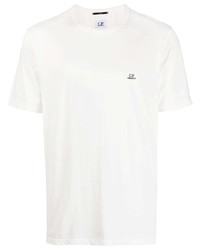 weißes besticktes T-Shirt mit einem Rundhalsausschnitt von C.P. Company