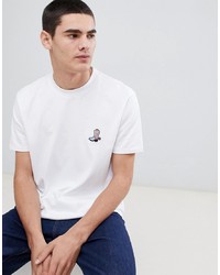 weißes besticktes T-Shirt mit einem Rundhalsausschnitt von Calvin Klein
