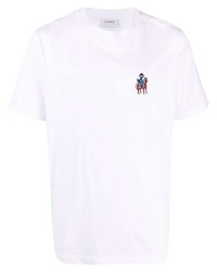 weißes besticktes T-Shirt mit einem Rundhalsausschnitt von Canali