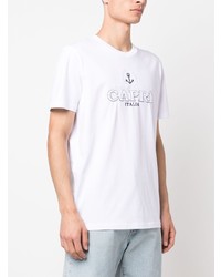 weißes besticktes T-Shirt mit einem Rundhalsausschnitt von Harmony Paris