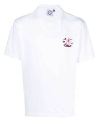 weißes besticktes T-Shirt mit einem Rundhalsausschnitt von Carne Bollente