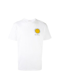 weißes besticktes T-Shirt mit einem Rundhalsausschnitt von Christopher Kane
