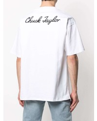 weißes besticktes T-Shirt mit einem Rundhalsausschnitt von Converse