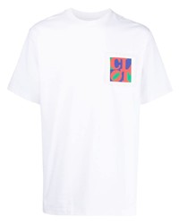 weißes besticktes T-Shirt mit einem Rundhalsausschnitt von Clot