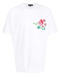 weißes besticktes T-Shirt mit einem Rundhalsausschnitt von Comme Des Garcons Homme Plus