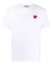 weißes besticktes T-Shirt mit einem Rundhalsausschnitt von Comme Des Garcons Play