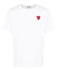 weißes besticktes T-Shirt mit einem Rundhalsausschnitt von Comme Des Garcons Play