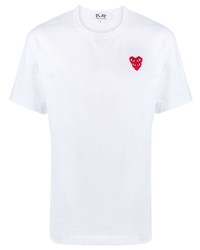 weißes besticktes T-Shirt mit einem Rundhalsausschnitt von Comme Des Garcons Play