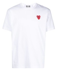 weißes besticktes T-Shirt mit einem Rundhalsausschnitt von Comme Des Garcons Play