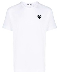 weißes besticktes T-Shirt mit einem Rundhalsausschnitt von Comme Des Garcons Play