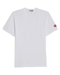 weißes besticktes T-Shirt mit einem Rundhalsausschnitt von Comme Des Garcons Play