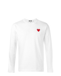 weißes besticktes T-Shirt mit einem Rundhalsausschnitt von Comme Des Garcons Play