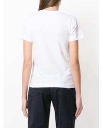 weißes besticktes T-Shirt mit einem Rundhalsausschnitt von Comme Des Garcons Comme Des Garcons