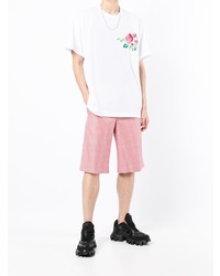 weißes besticktes T-Shirt mit einem Rundhalsausschnitt von Comme Des Garcons Homme Plus