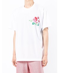 weißes besticktes T-Shirt mit einem Rundhalsausschnitt von Comme Des Garcons Homme Plus