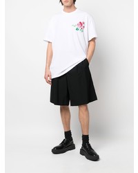 weißes besticktes T-Shirt mit einem Rundhalsausschnitt von Comme Des Garcons Homme Plus