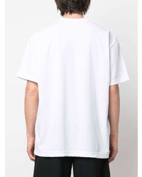 weißes besticktes T-Shirt mit einem Rundhalsausschnitt von Comme Des Garcons Homme Plus