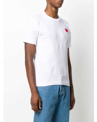 weißes besticktes T-Shirt mit einem Rundhalsausschnitt von Comme Des Garcons Play