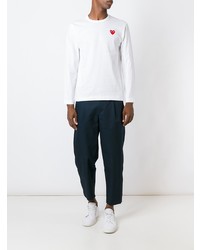 weißes besticktes T-Shirt mit einem Rundhalsausschnitt von Comme Des Garcons Play